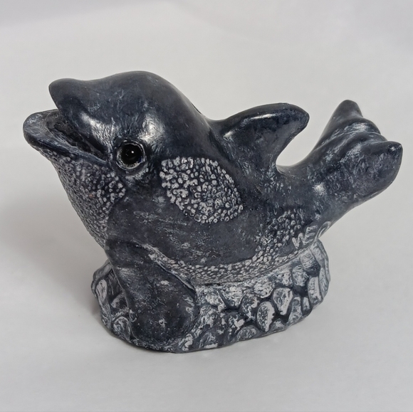 A Wolf Original Dolphin Sculpture Figurine Soap Stone Gloss Finish Cute Baby - Picture 2 of 12